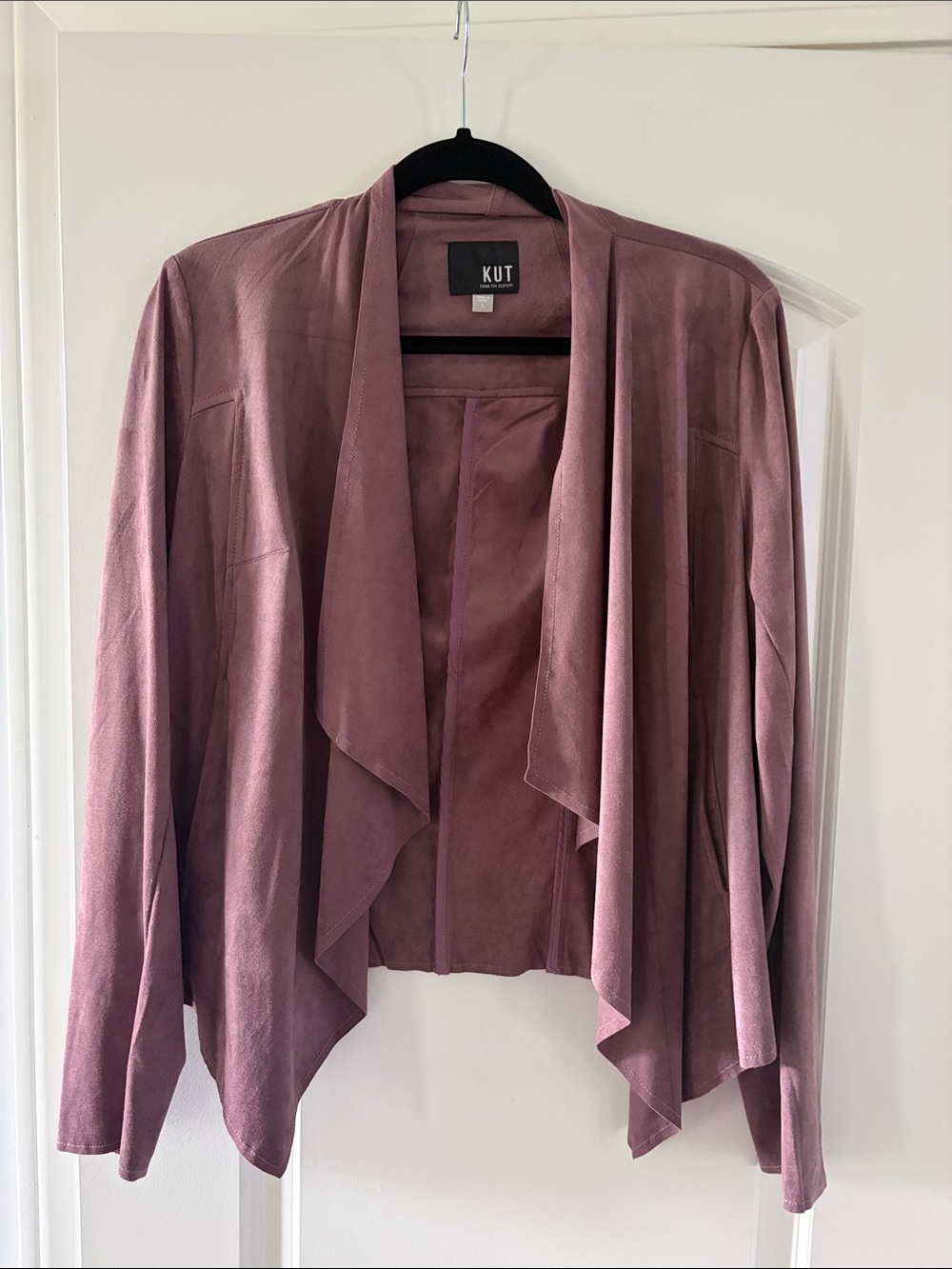 Kut from the Kloth Mauve Draped Open-Front Jacket